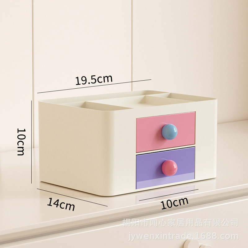 W36-W3502 desktop drawer-type storage box, student desk stationery organization box, large capacity, stackable for storage Specification image