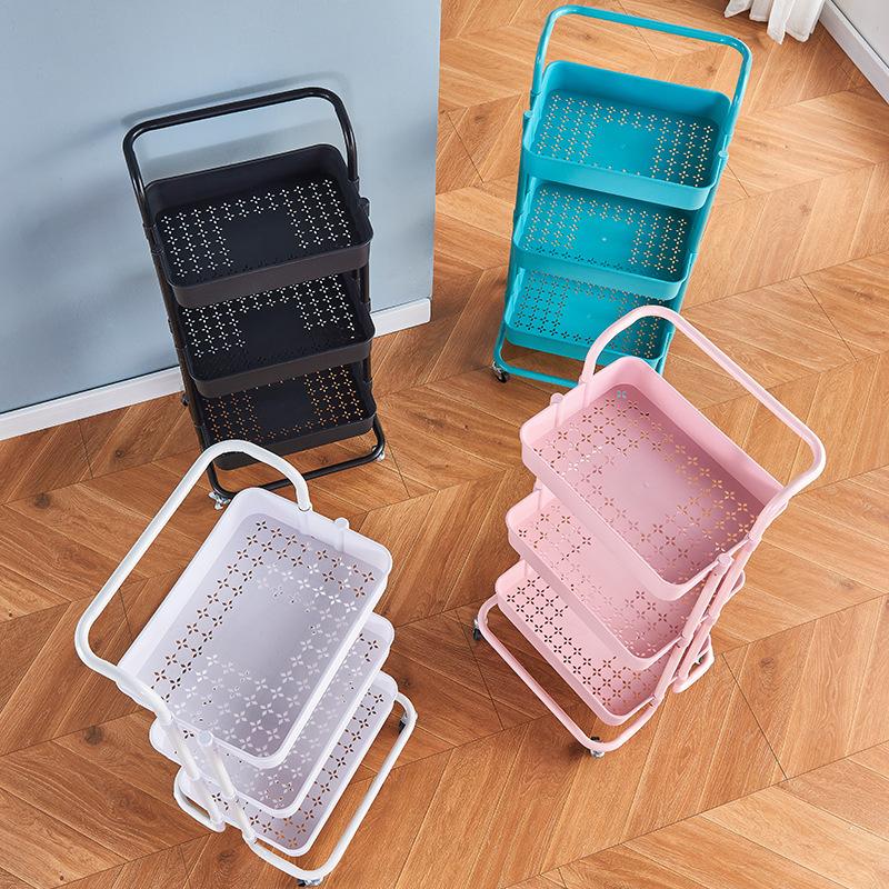 pp trolley rack floor bathroom kitchen mobile snack toy bathroom multi-layer bedroom storage rack