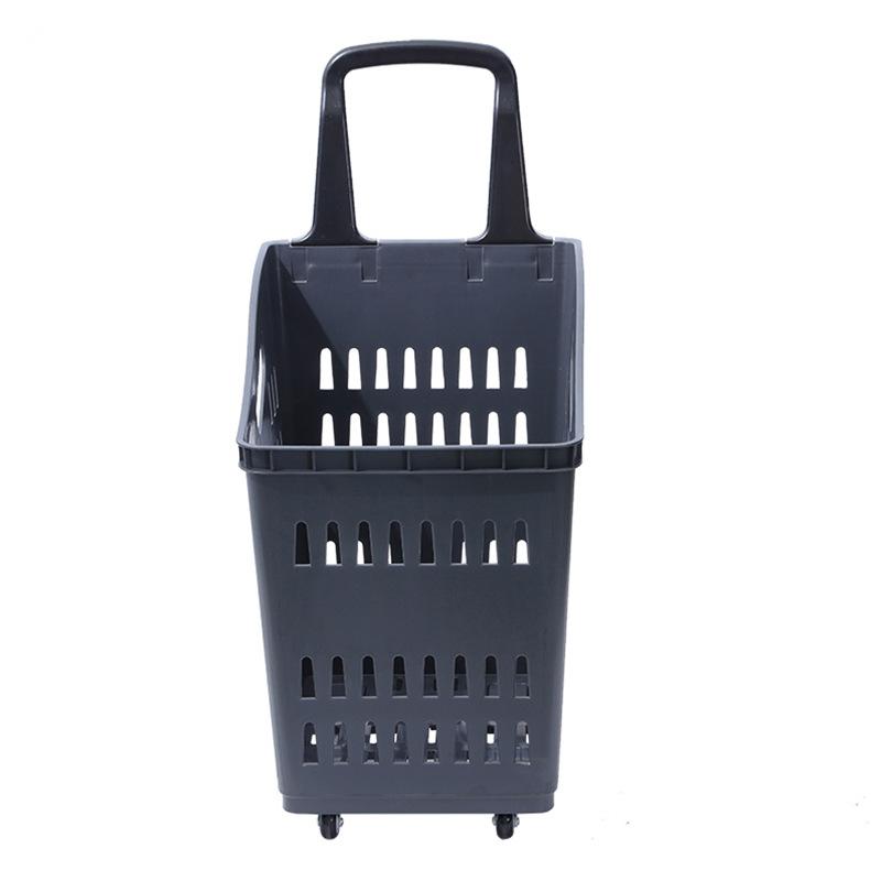 Wholesale large shopping mall shopping baskets 70L large capacity trolley baskets, four-wheel plastic shopping baskets, plastic baskets direct sales details Picture