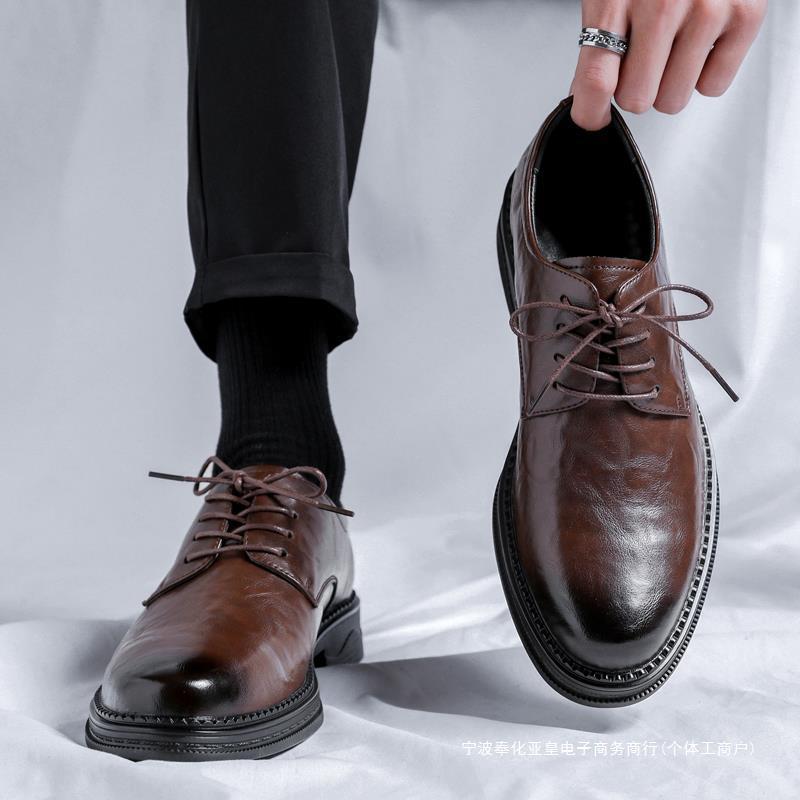 brogue leather shoes men's british style business formal men's shoes summer men's soft bottom casual derby wedding fashion shoes