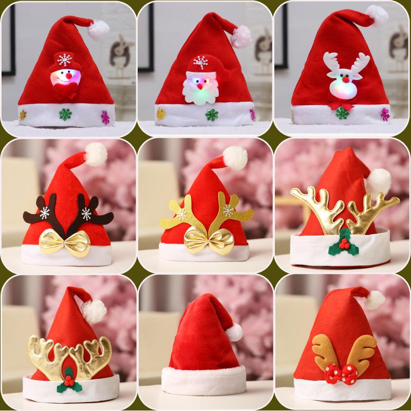 2024 christmas hat christmas decorations children adult snowman old man deer red luminous antlers decoration dress up