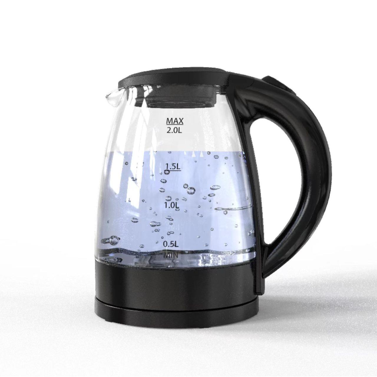 foreign trade cross-border transparent borosilicate scarlett glass 1.8l/2.0 l led boiling electric kettle lianjiang