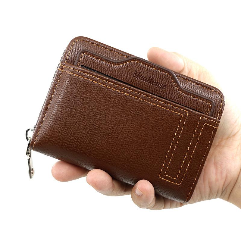 Men's and Women's Wallet Card Holder Car Drawing Document Paage Card Case Solid Color Short Zip Organ Card Holder