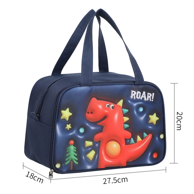 Cute bento bag, small handbag, portable, rectangular expansion cartoon lunch box bag, office worker insulated lunch box bag detail image 4