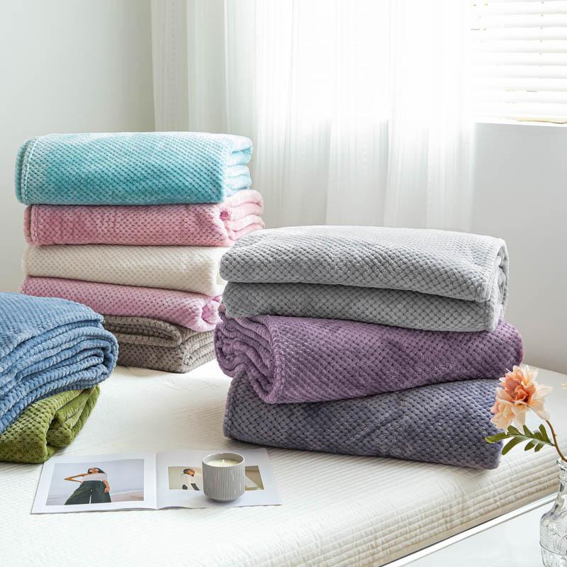 new pineapple plaid jacquard blanket simple solid color household blanket flannel mink fur fabric blanket babe cashmere cover blanket
