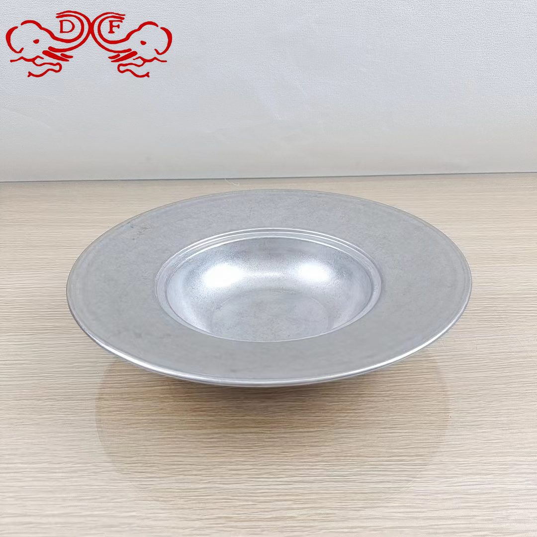الطبق المصنوعة من الفولاذ غير القابل للصدأ من طراز DF99389 صنعت طبق DF Tradinghouse Shiele في فندق مطعم سلارابق صحون الإسباجيتي القديمة Item Picture