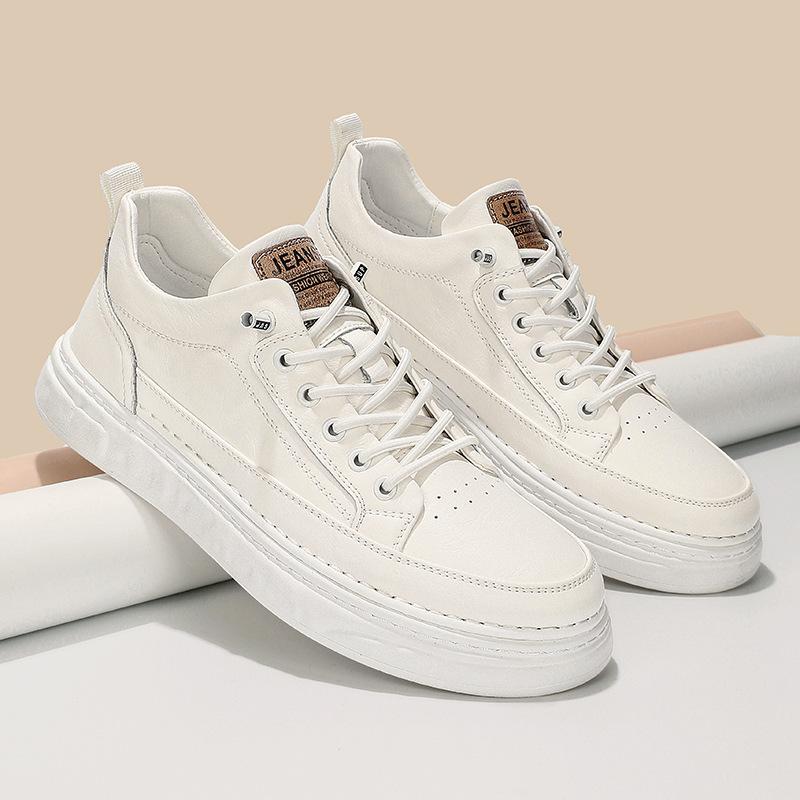 leather white shoes men's high-grade casual sneakers men's new leather shoes shoes men's versatile fashion shoes autumn men's shoes