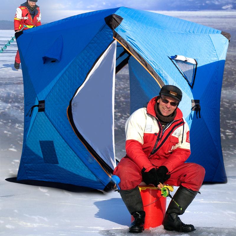 ice fishing tent winter fishing cotton and thickening wind-proof and cold protection three-layer warm winter fishing equipment portable folding tent