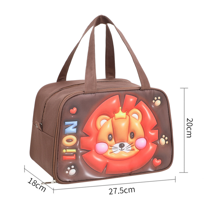 Cute bento bag, small handbag, portable, rectangular expansion cartoon lunch box bag, office worker insulated lunch box bag detail image 7