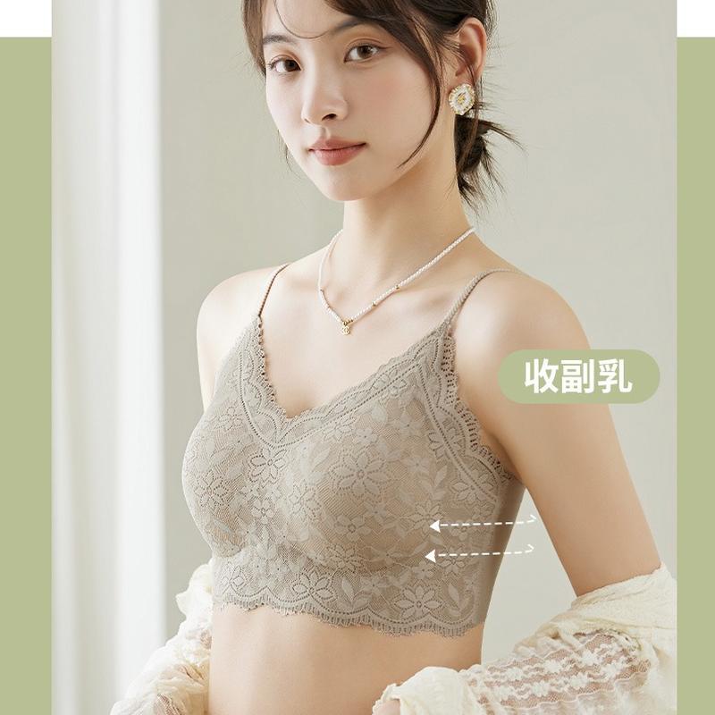 new lace floral underwear one-piece seamless wear-free bra beauty back sling anti-exposure inner wear outer wear vest