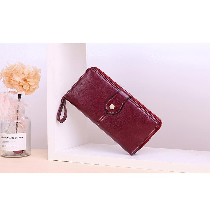 Cross-Border Hot Sale Women's Long Zip Wallet European and American Ladies Wallet Long Clutch Multi-Functional Card Slot Wallet
