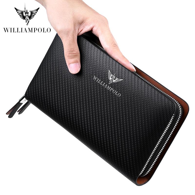 emperor paul wallet men's leather wallet long zipper cattle leather bag business clutch men's clutch purse