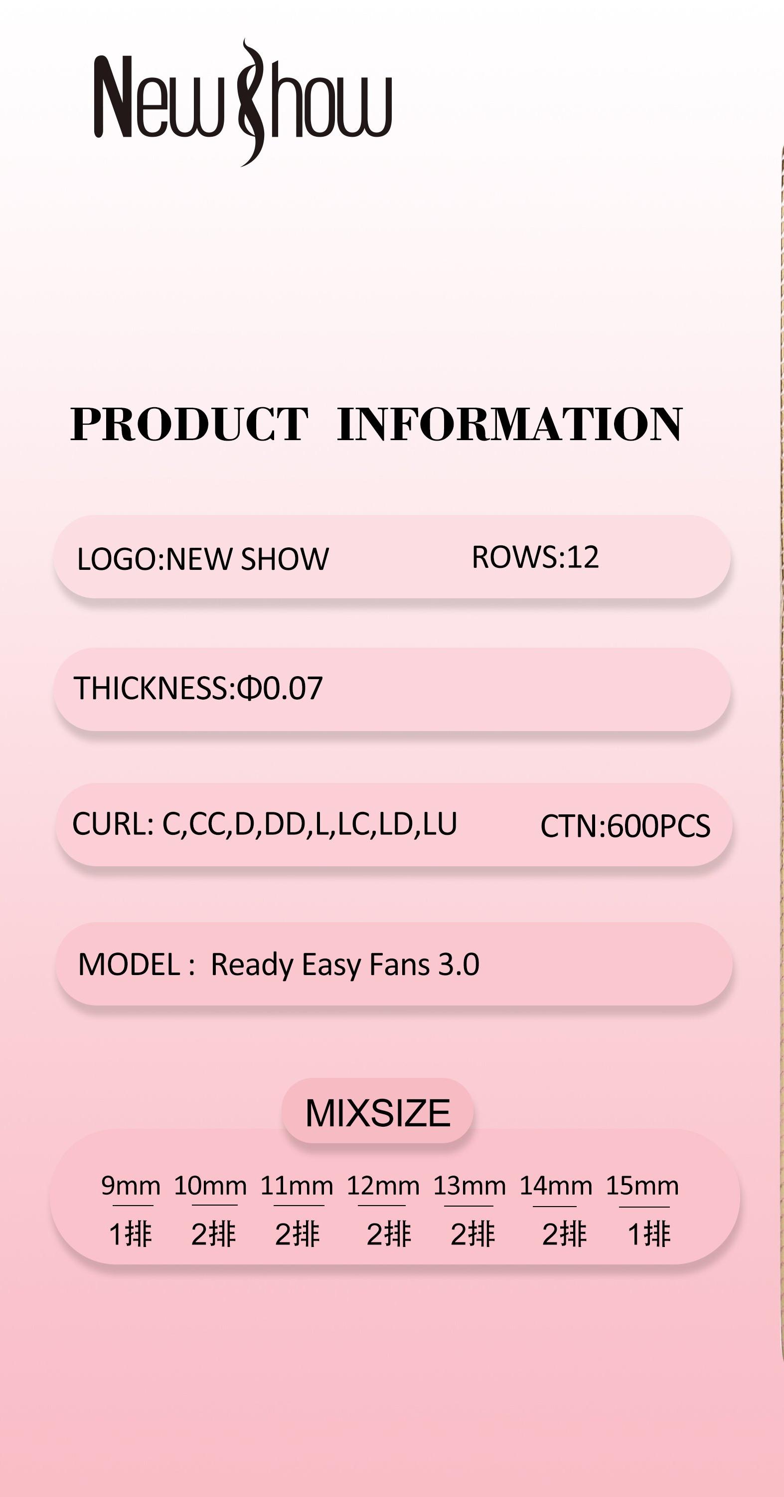 NEWSHOW Eyelash extension NEWHOW False eyelash Ready Easy Fans3.0 Flower Goddess Specification image