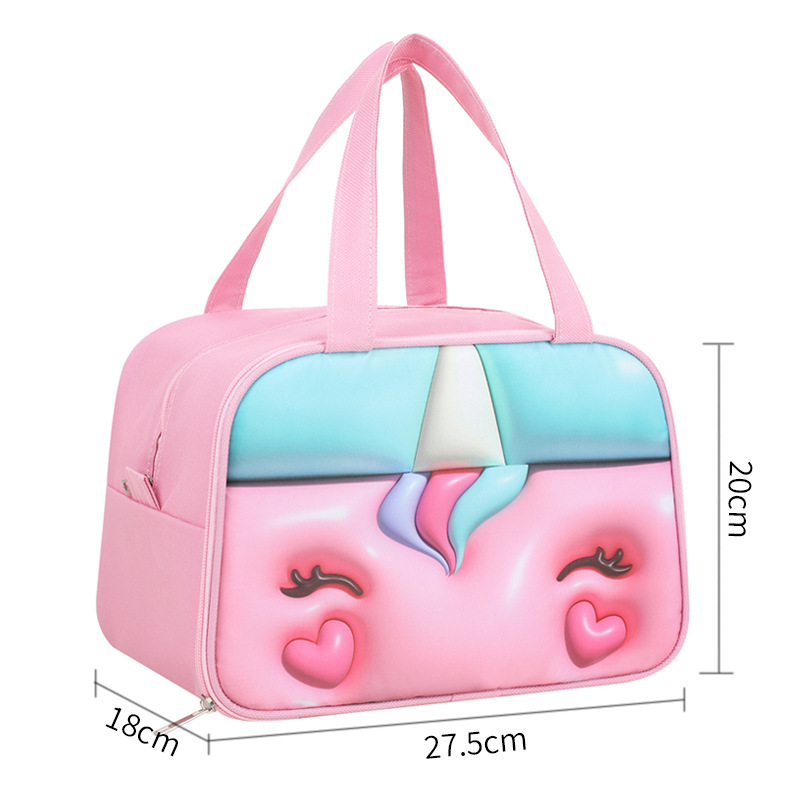 Cute bento bag, small handbag, portable, rectangular expansion cartoon lunch box bag, office worker insulated lunch box bag detail image 6