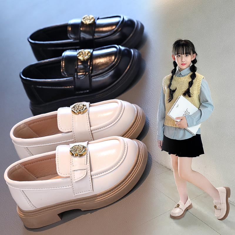 girls' shoes children's princess little leather shoes 2024 autumn new women's soft bottom loafer shoes student performance shoes