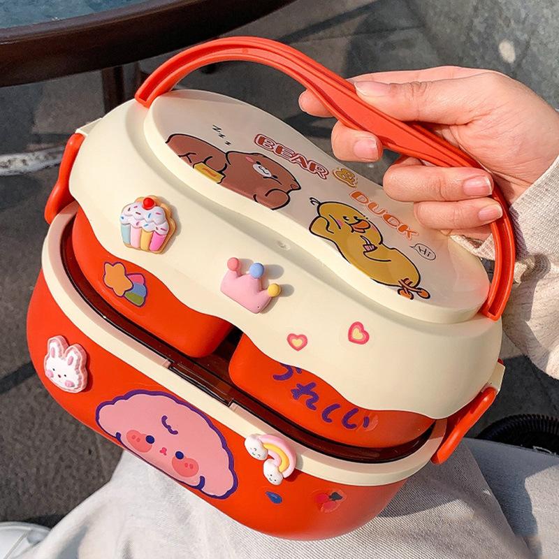 cute lunch box bento box office worker lunch box microwave oven heating children student lunch girl with rice to-go box