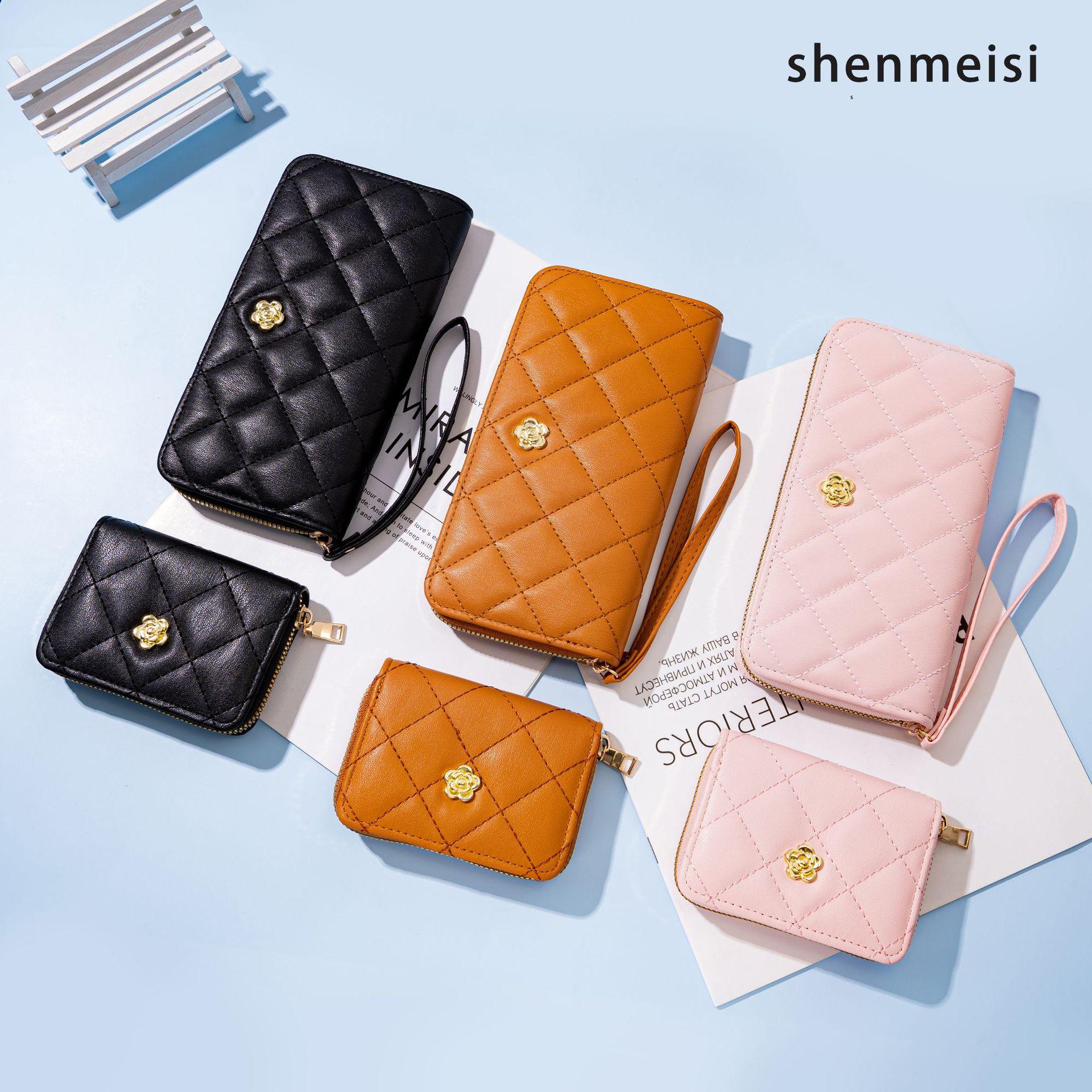 new european and american entry lux fresh classic style women's wrist wallet card holder multiple card slots women's cross-border mobile phone bag