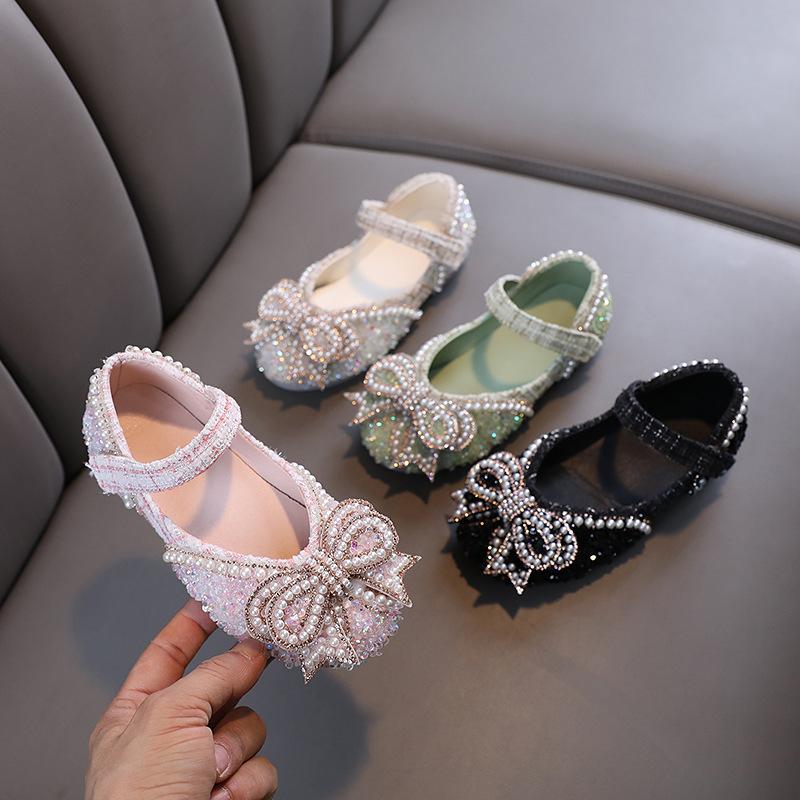 2024 autumn lady bow princess baby children student shoes leather shoes dance performance