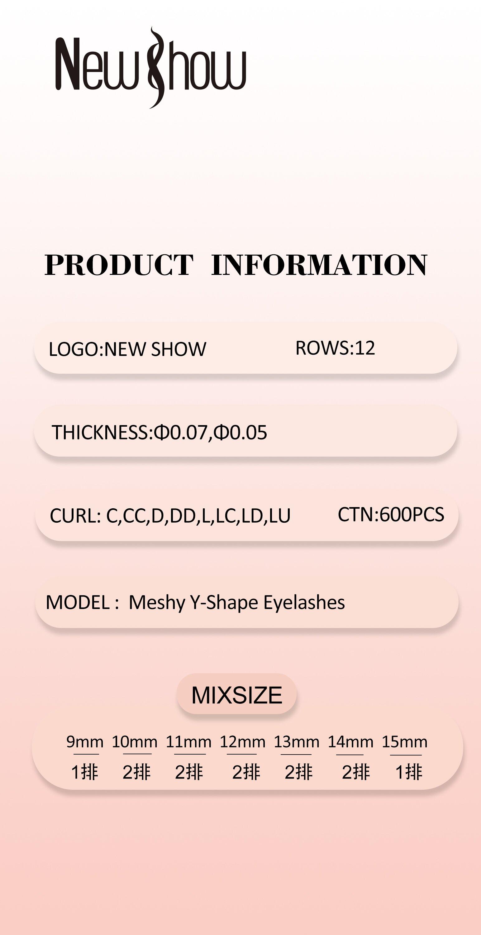 NEWSHOW eyelash extensions NEWHOW false eyelashes Meshy YY-Shape Specification image
