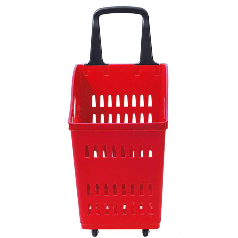 Wholesale large shopping mall shopping baskets 70L large capacity trolley baskets, four-wheel plastic shopping baskets, plastic baskets direct sales Specification image