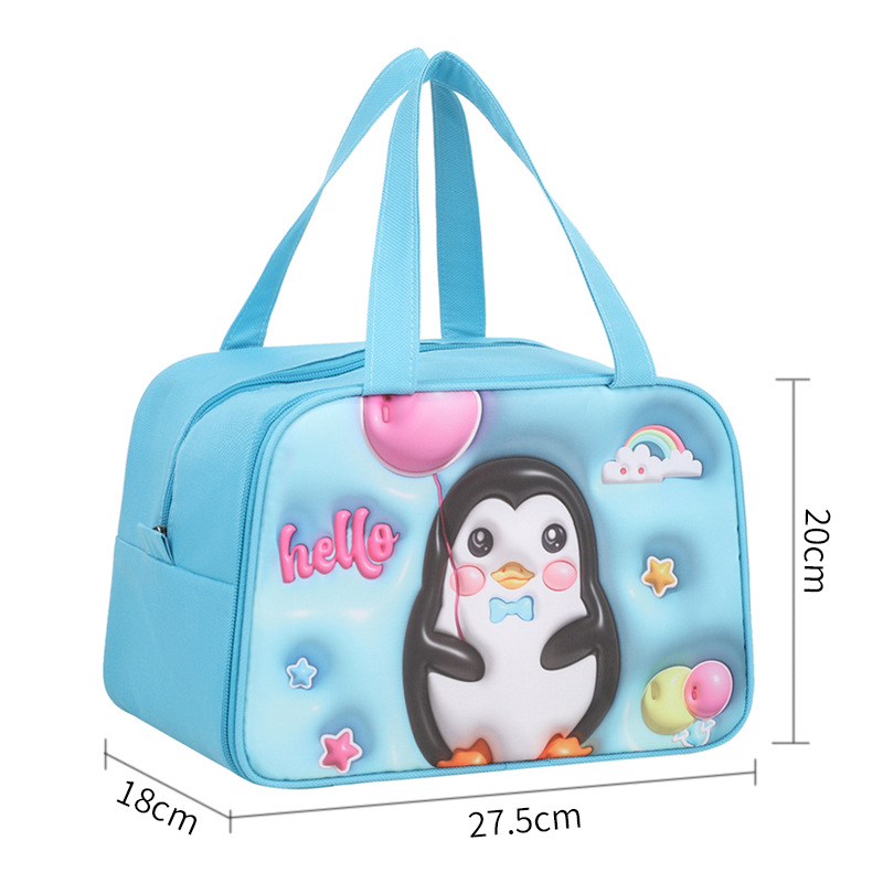 Cute bento bag, small handbag, portable, rectangular expansion cartoon lunch box bag, office worker insulated lunch box bag Specification image