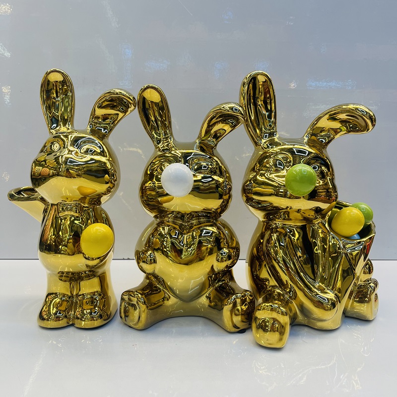 Galvaniza conejo de pascua botijas nórdico moderno creativo sala de estar tv gabinete decoración botijas de dibujos animados jarrones jarrones cerámicos jarrones jarrones artesanales mesa jarrones hogar almacenamiento Specification image