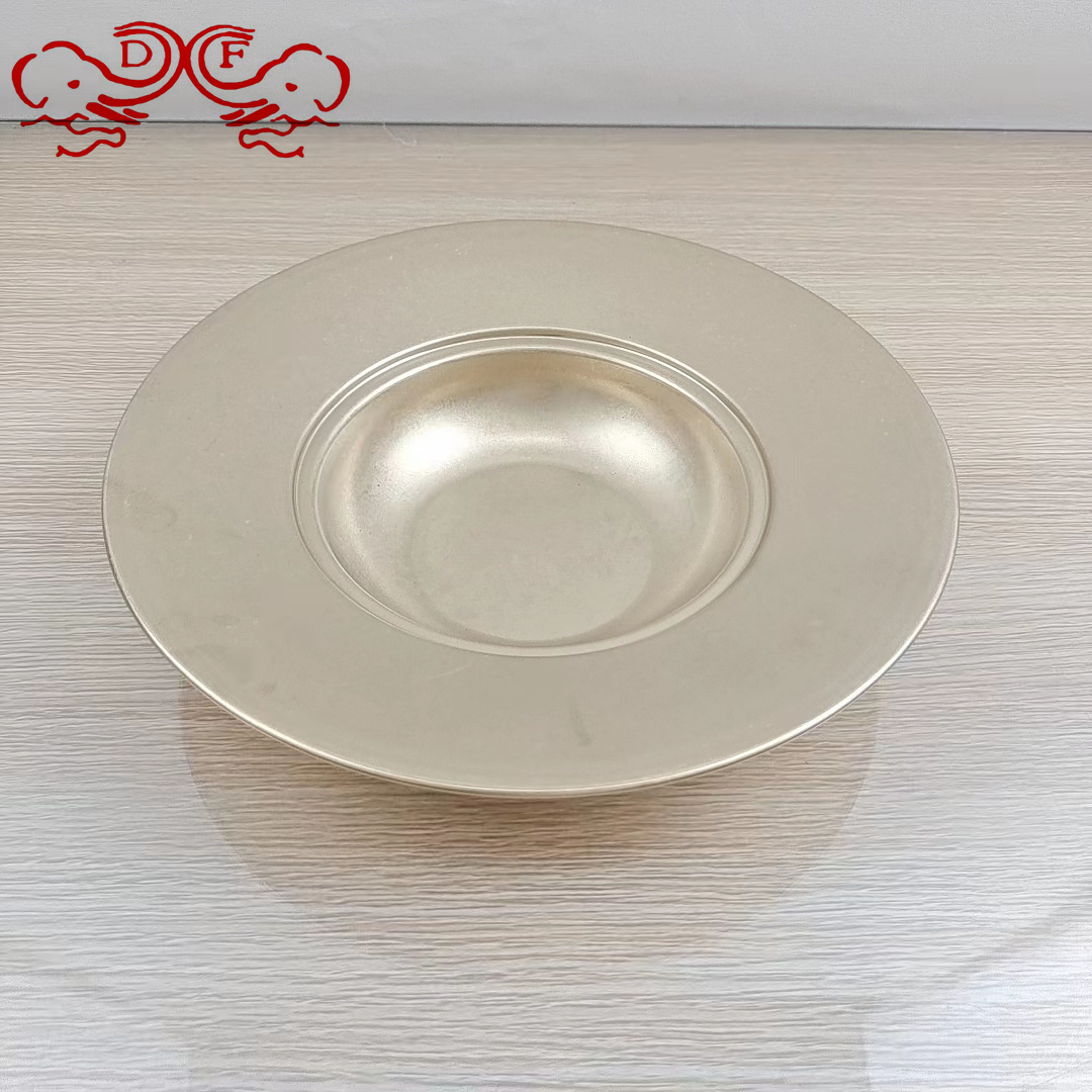 الطبق المصنوعة من الفولاذ غير القابل للصدأ من طراز DF99389 صنعت طبق DF Tradinghouse Shiele في فندق مطعم سلارابق صحون الإسباجيتي القديمة details Picture
