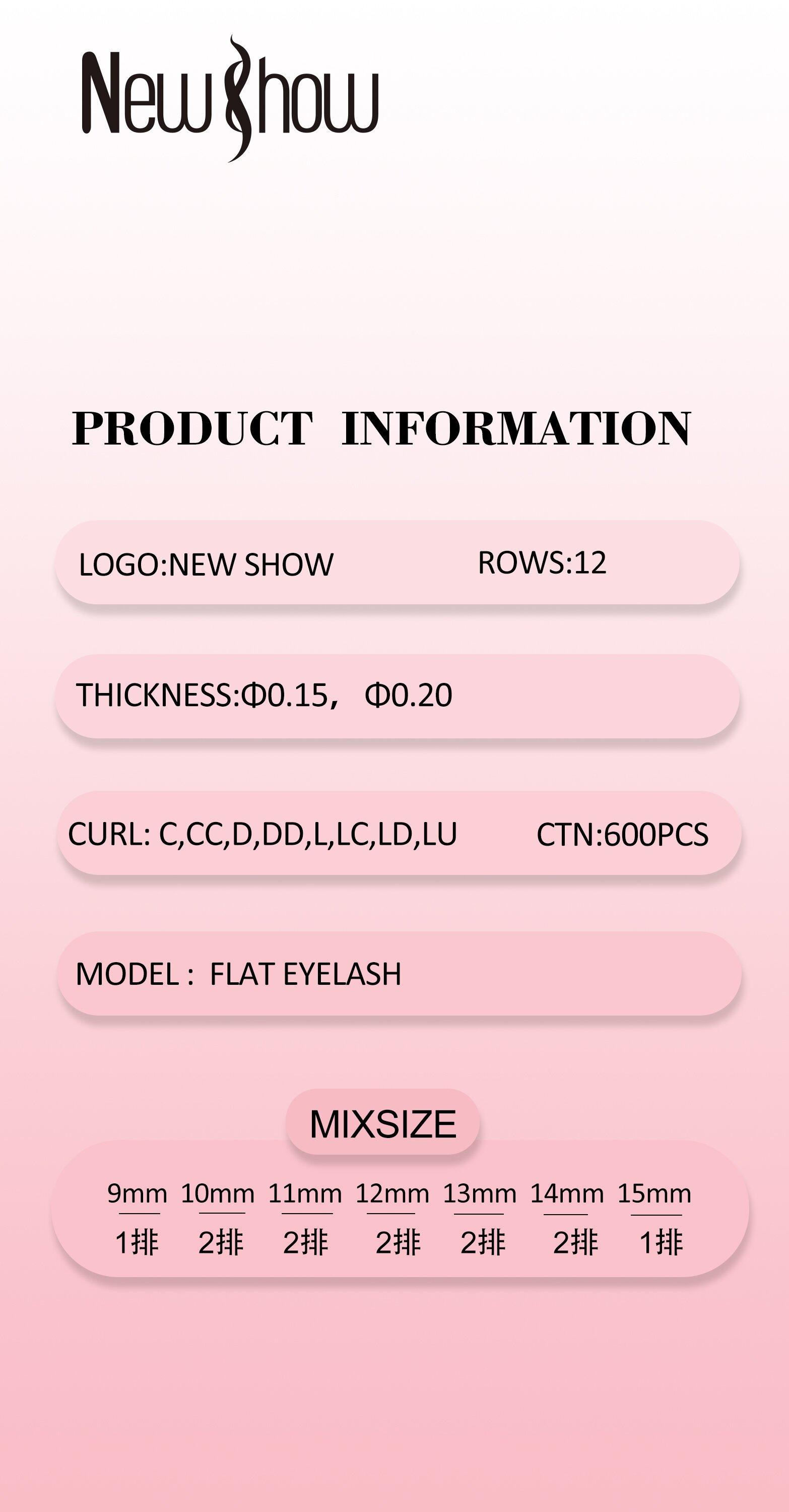 NEWSHOW eyelash extensions NEWHOW false eyelashes Flat hair Specification image