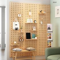 solid wood wire-wrap board storage rack wholesale simple wall hook punch-free household wooden wire-wrap board