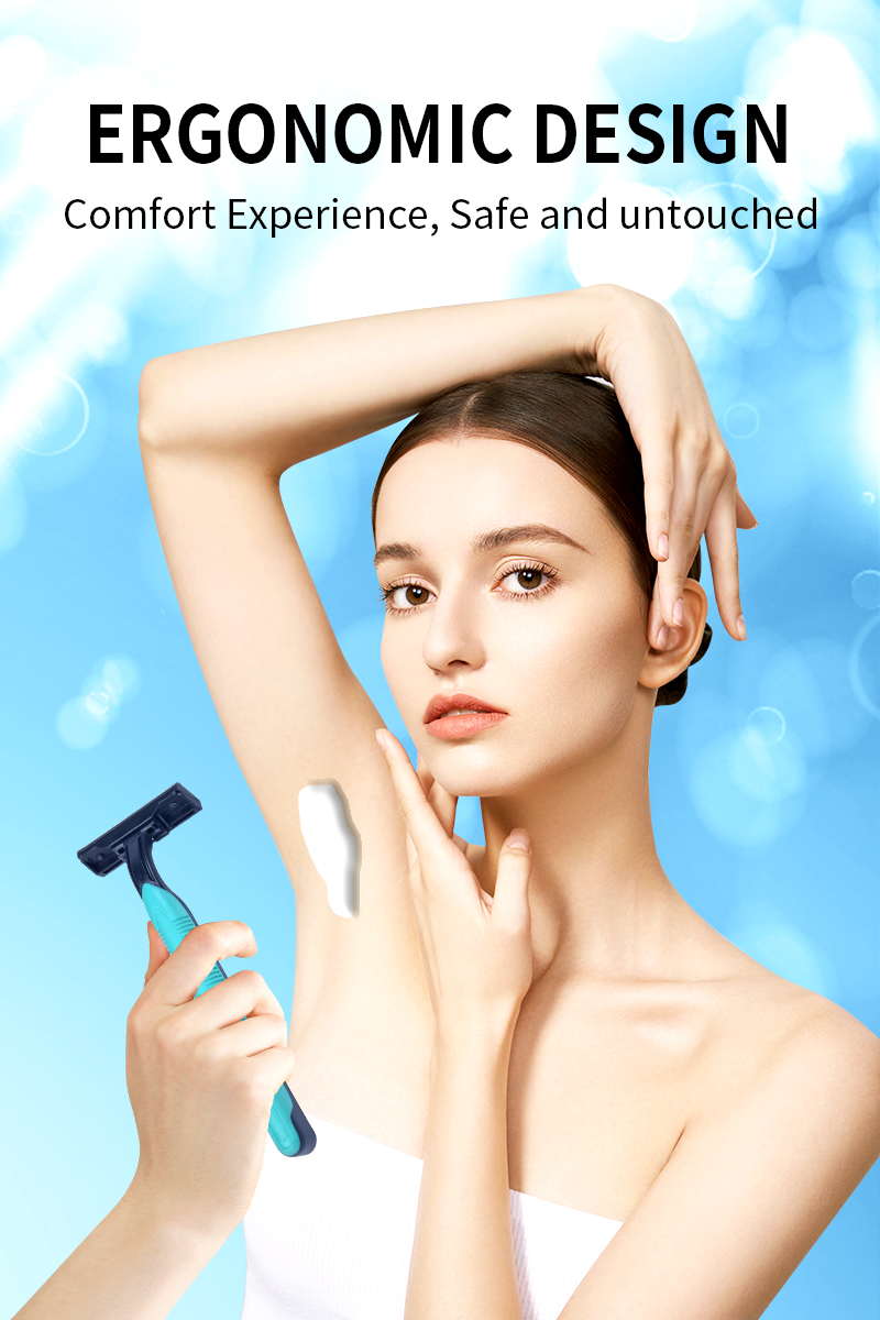 Hot-selling disposable double-layer stainless steel blade razors and portable underarm shavers for women pic 4