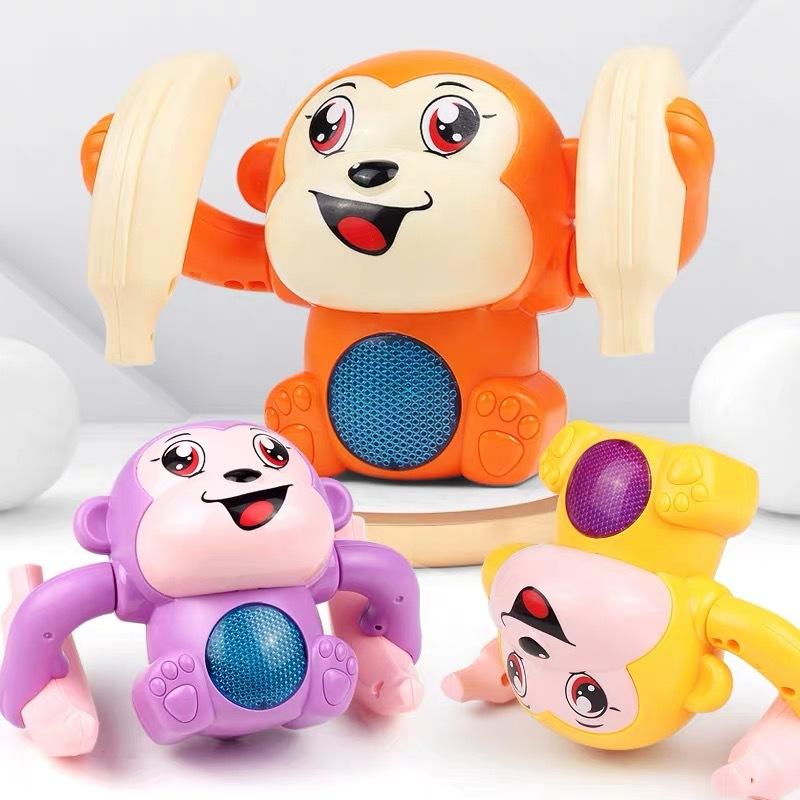 one piece dropshipping electric toy baby tumbling monkey dancing toy voice-controlled induction crawling baby toy