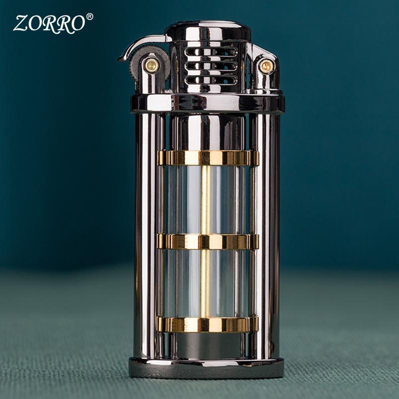 zorro z652 transparent oil bunker kerosene lighter small portable creative retro grinding wheel lighter generation