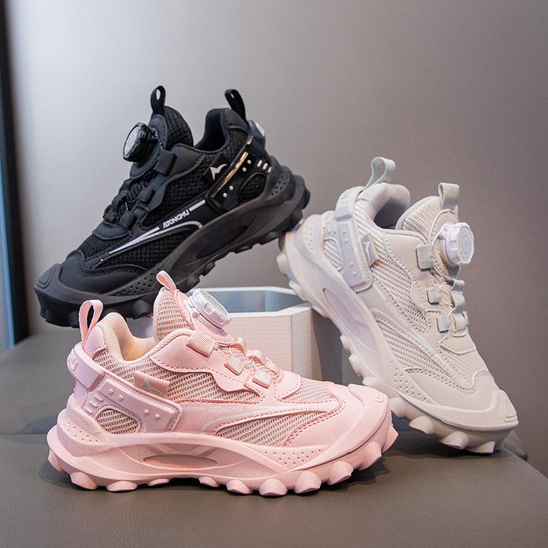 boys and girls dad shoes autumn new children's breathable sneaker medium and big children boys' lightweight rotating button children's shoes