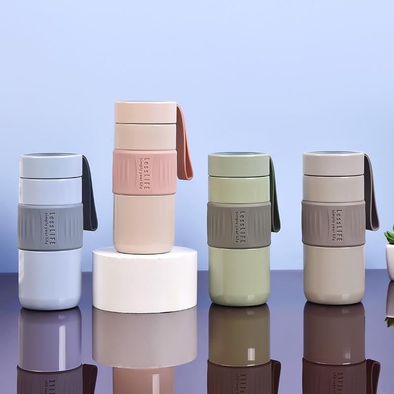 simple japanese vacuum cup ins style cup men's drinking glasses tumbler with tea infuser filter handle stainless steel