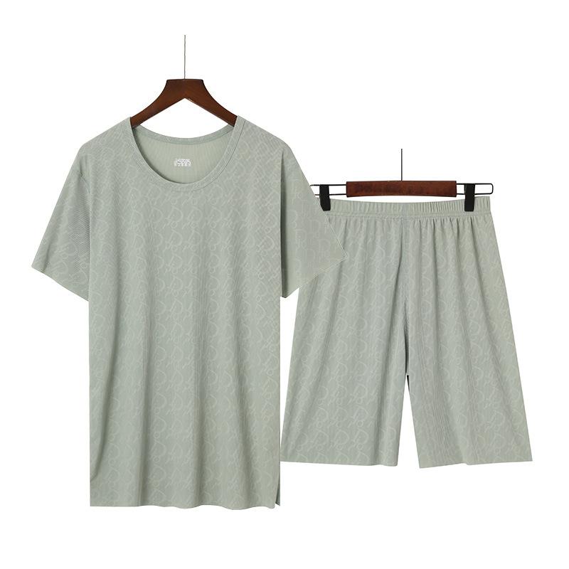 new summer men's short sleeve shorts pajama set thin breathable cool teen homewear casual home