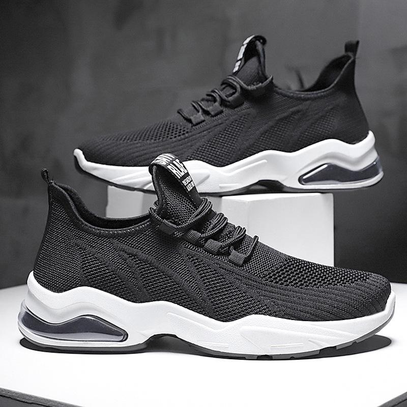 Men's Shoes 2024 New Fashion Shoes One Piece Dropshipping Soft Bottom Running Shoes Flying Woven Air Cushion Men's Shoes Casual Sneaker Men