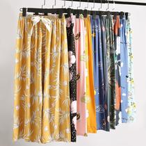 cotton silk pajama pants women's wide-legged pants amazon foreign trade summer new plus size loose pregnant women can wear outside trousers women