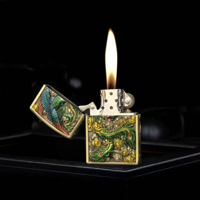 factory direct sales wenzhou lighter kerosene lighter metal gift lighter trendy lighter six-sided relief