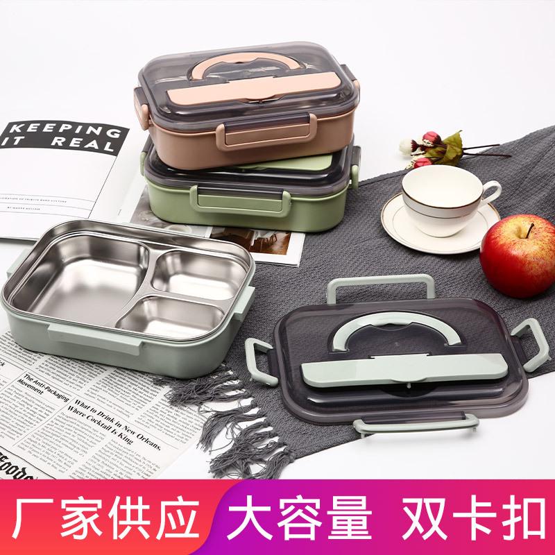 304 stainless steel lunch box student bento box grid square lunch boxes water injection heating stainless steel plate wholesale