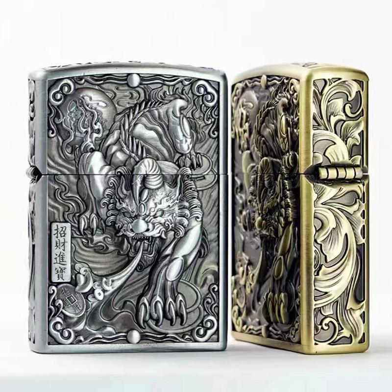 kerosene lighter tangcao xianyu hualong longteng wanli wholesale trendy unique old-fashioned grinding wheel lighter