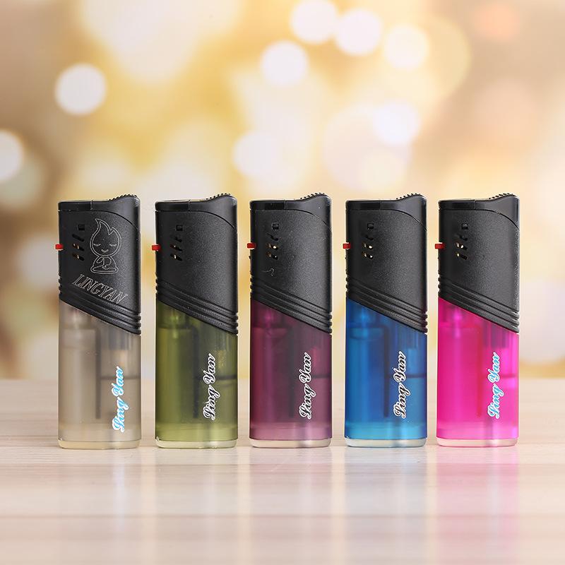new 678 transparent rubber flip straight punching windproof lighter printing creative personalized advertising lighter wholesale
