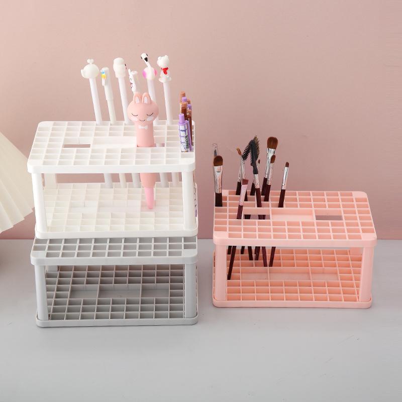 creative square makeup storage rack brush holder beauty rack penholder multi-hole convenient storage makeup brush small shelf