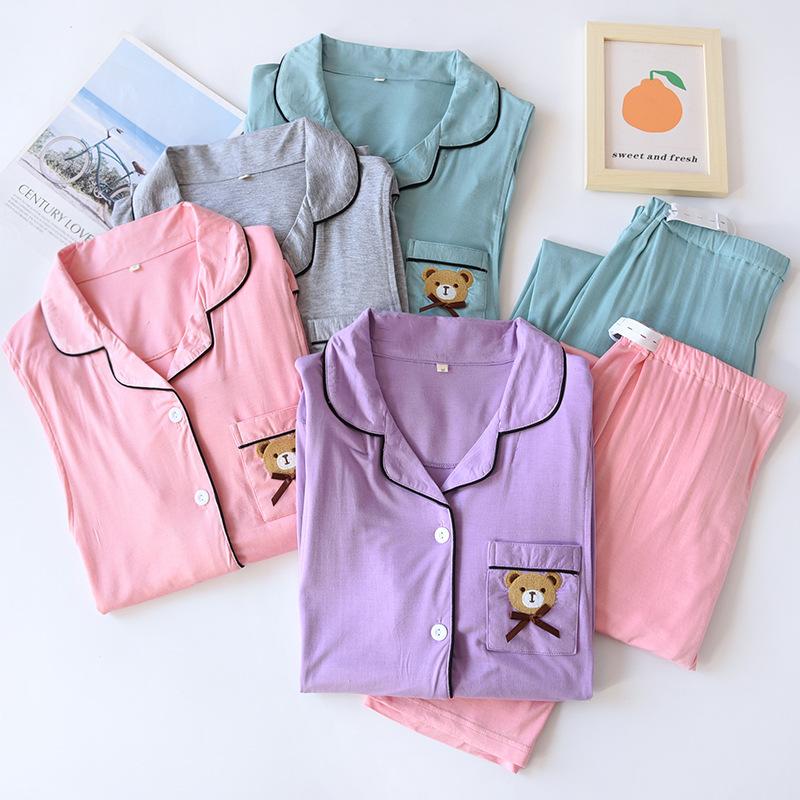 modal confinement clothing plus size stretch nursing clothes candy color simple nursing clothes women's maternity dual-use pajamas pajama pants