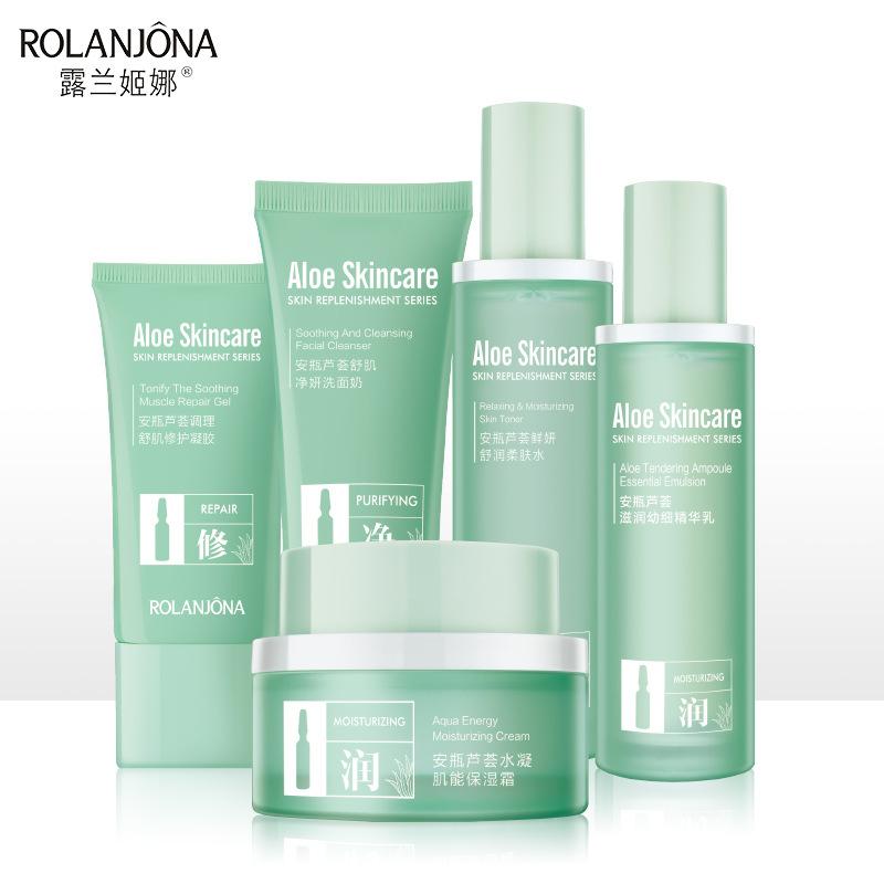 popular lulangjina ampoule aloe set cosmetics cleansing lotion hydrating repair cheap moisturizing cream