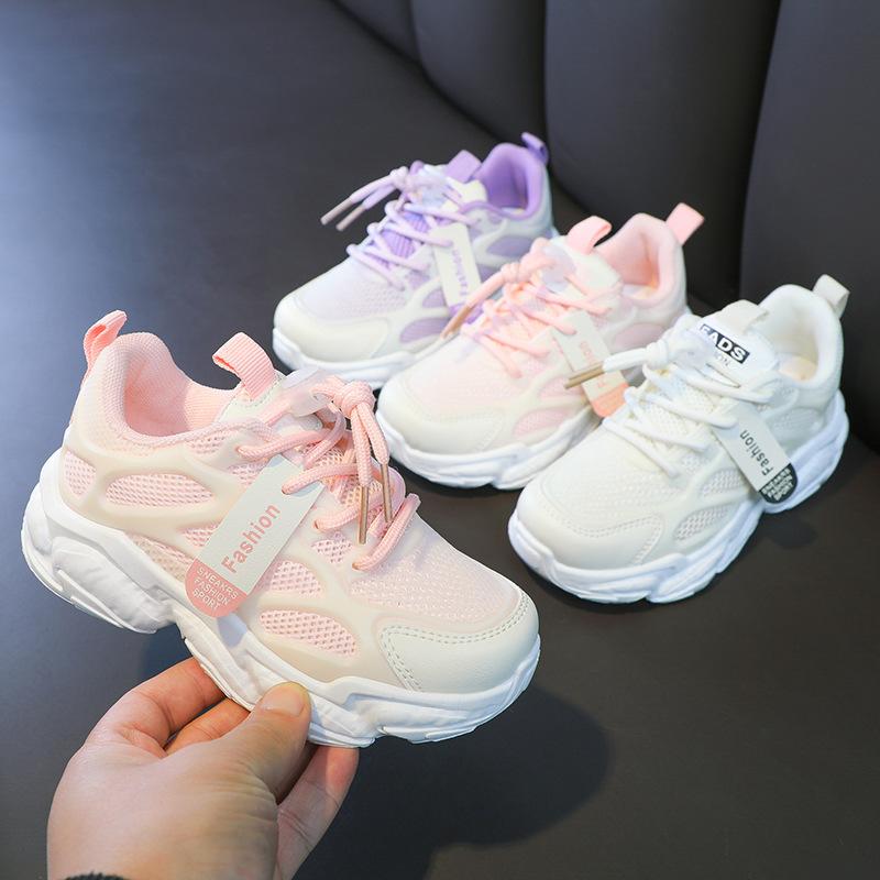 girls' mesh sneakers breathable clunky sneakers 2023 new fashion children's shoes student soft bottom running shoes boy's shoes