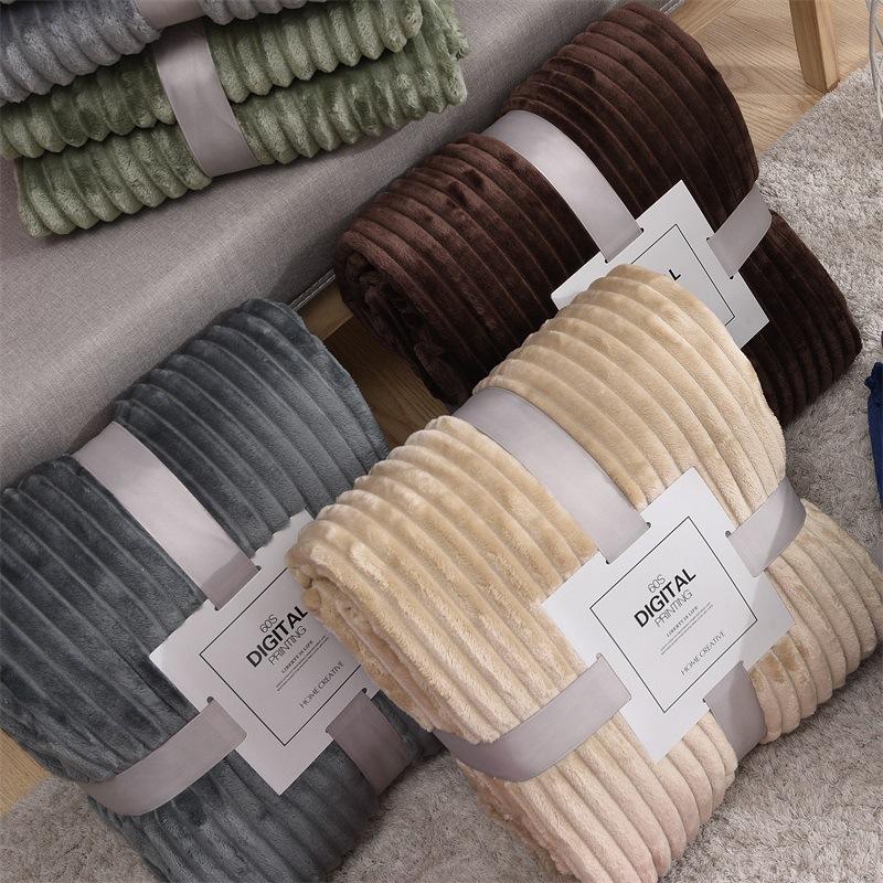 new cross-border in stock solid color mink fur fabric drawstring blanket flannel blanket thickened yoga cover blanket gift blanket