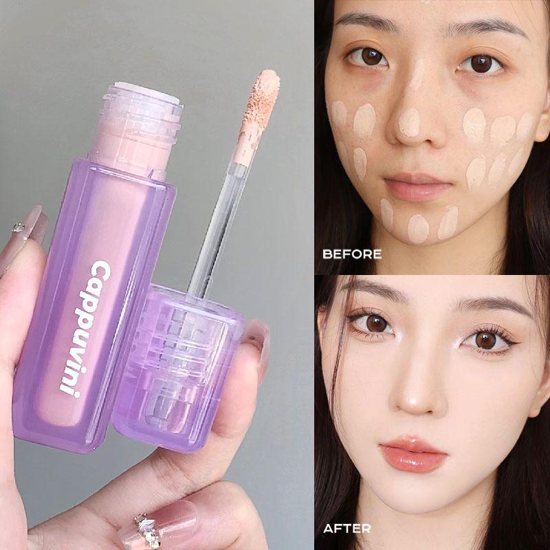 Cappuvini Small Purple Tube Liquid Concealer Covering Acne Marks Dark Circles Domestic Cosmetics Student Party Liquid Concealer Makeup