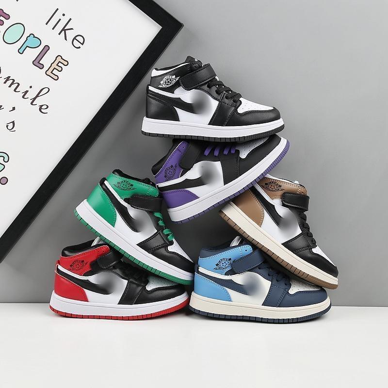 aj children's shoes boy shoes autumn and winter 2024 new girls' high-top basketball shoes children fleece-lined cotton-padded sneakers