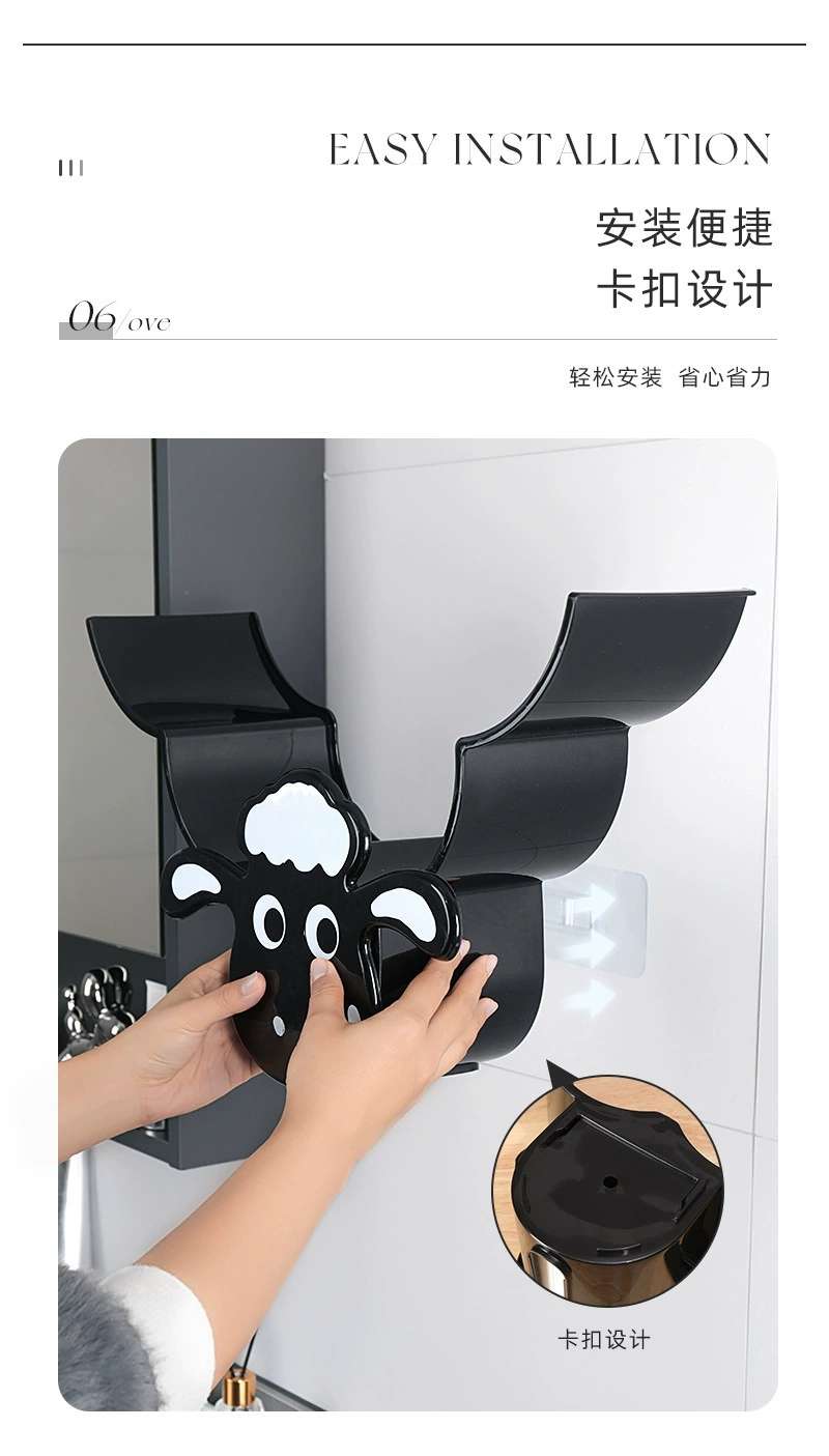 B78-ZWJ23121 Sheep Tissue Holder Wall-mounted creative bathroom toilet paper box Non-perforated roll paper storage rack detail image 9