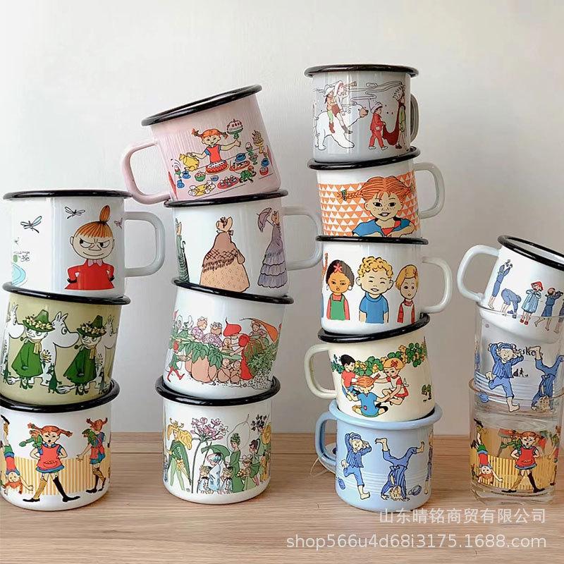 outdoor enamelled cup creative cartoon enamel cup coffee cup mug curling enamelled cup thick enamel water cup